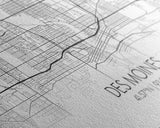 Des Moines Street Map, Iowa Map, Map Print, Minimalist Art, Wall Art, Canvas Art, Girls Bedroom Décor, Dorm Room Décor, Gift For Dad, Office