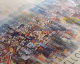 Castellon de la Plana Spain Wall Art, Panoramic Travel Poster, Panoramic Framed Canvas Print, City Wall Art, Wall Hanging Home Decor, Travel Art