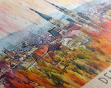 Debrecen Hungary Panoramic Travel Poster, Framed Canvas Print or Metal Wall Art, Travel Art, Home Decor, Panoramic Painting, Midcentury Art