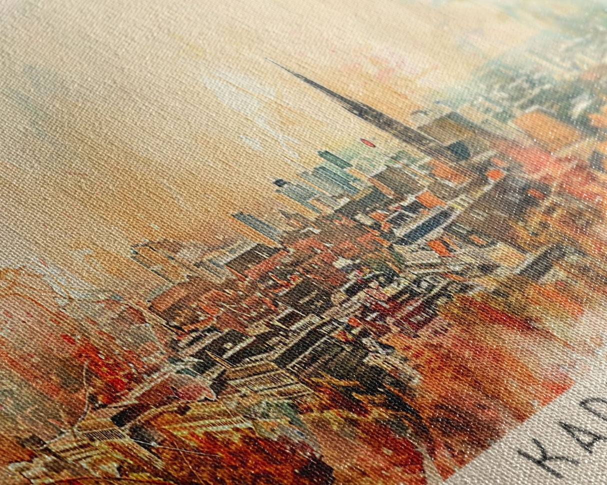 Karlsruhe Germany Panoramic Travel Poster, Framed Canvas Print or Metal Wall Art, Travel Art, Home Decor, Panoramic Painting, Midcentury Art