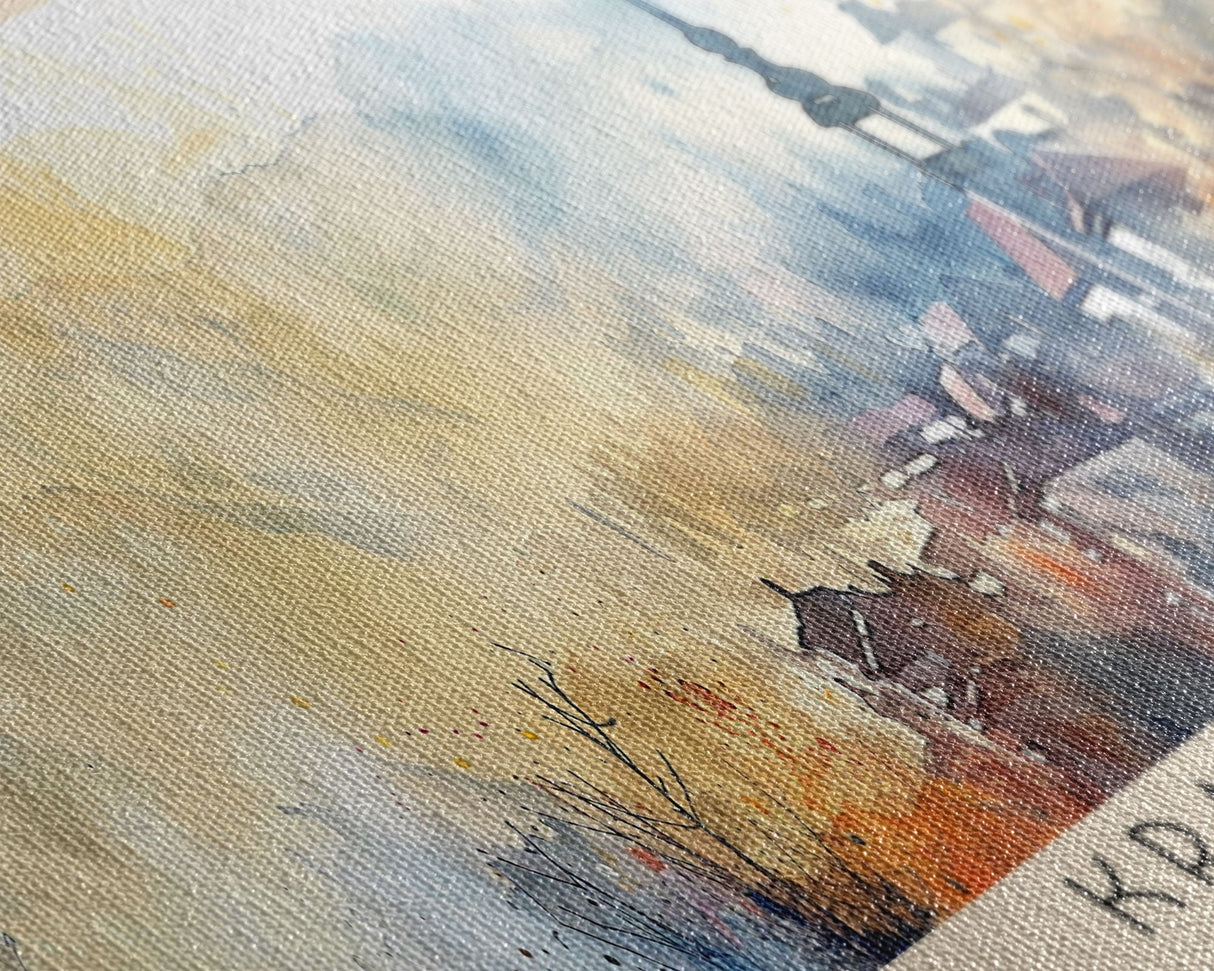 Kraljevo Serbia Panoramic Travel Poster, Framed Canvas Print or Metal Wall Art, Travel Art, Home Decor, Panoramic Painting, Midcentury Art