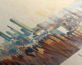 Leeds United Kingdom Panoramic Travel Poster, Framed Canvas Print or Metal Wall Art, Travel Art, Home Decor, Panoramic Painting, Midcentury Art