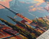 Freiburg Germany Panoramic Travel Poster, Framed Canvas Print or Metal Wall Art, Travel Art, Home Decor, Panoramic Painting, Midcentury Art