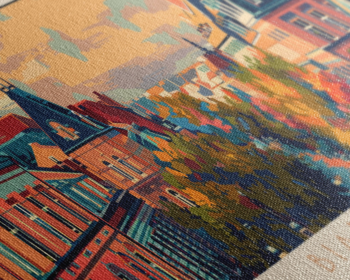 Bialystok Poland Panoramic Travel Poster, Framed Canvas Print or Metal Wall Art, Travel Art, Home Decor, Panoramic Painting, Midcentury Art