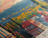 Bordeaux France Panoramic Travel Poster, Framed Canvas Print or Metal Wall Art, Travel Art, Home Decor, Panoramic Painting, Midcentury Art
