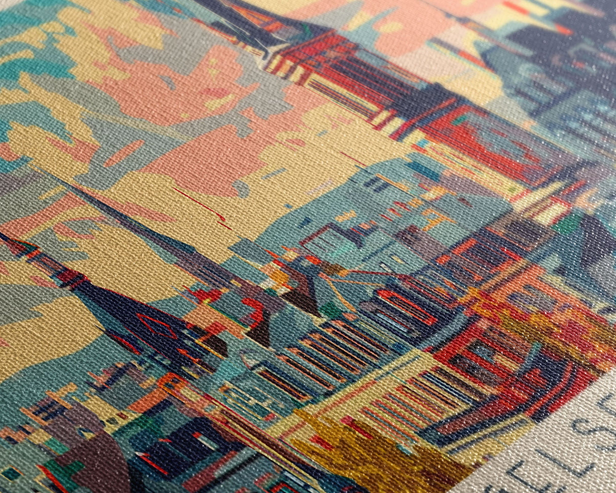 Gelsenkirchen Germany Panoramic Travel Poster, Framed Canvas Print or Metal Wall Art, Travel Art, Home Decor, Panoramic Painting, Midcentury Art