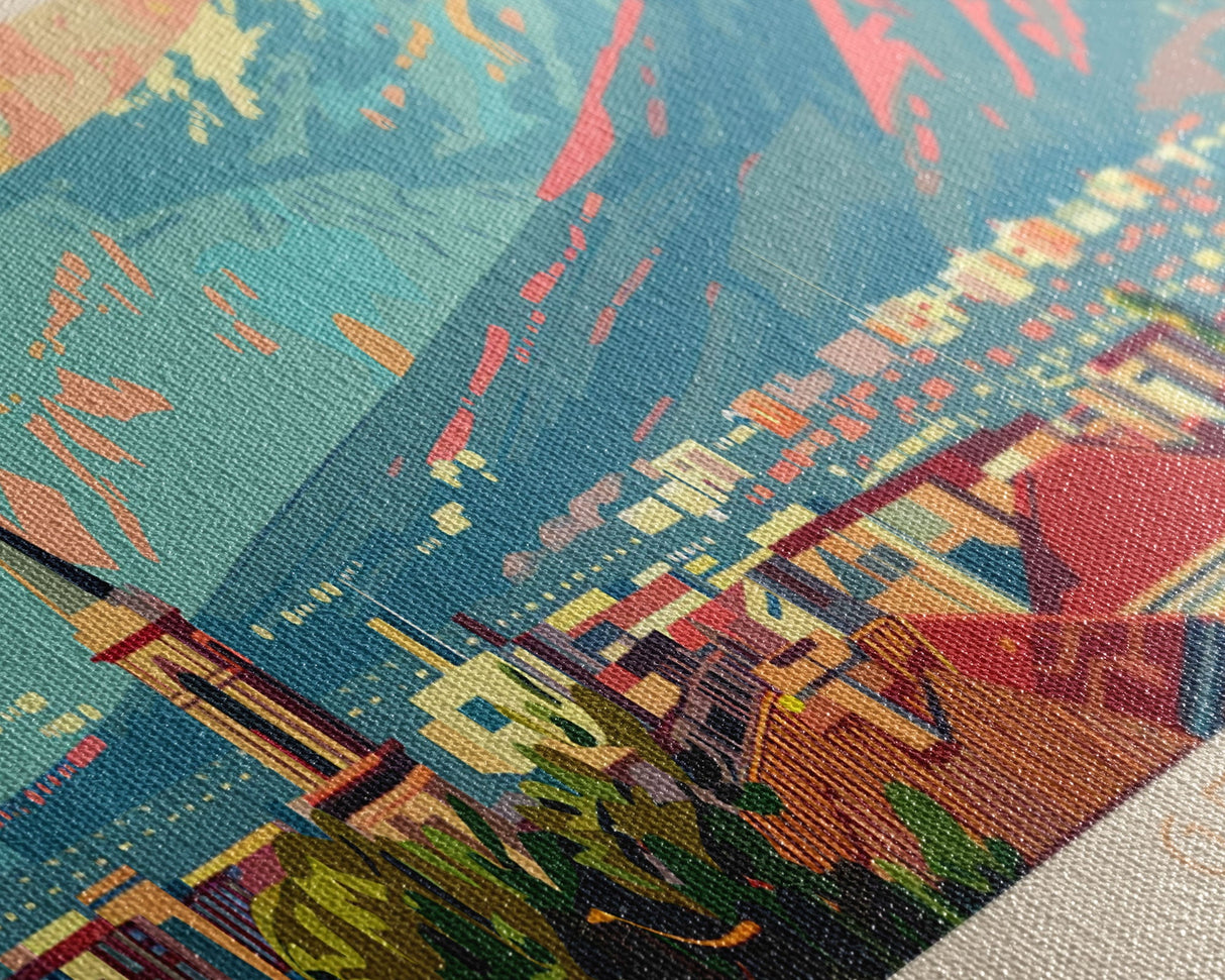 Getafe Spain Panoramic Travel Poster, Framed Canvas Print or Metal Wall Art, Travel Art, Home Decor, Panoramic Painting, Midcentury Art