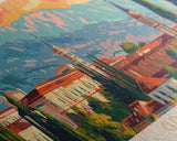 Granada Spain Panoramic Travel Poster, Framed Canvas Print or Metal Wall Art, Travel Art, Home Decor, Panoramic Painting, Midcentury Art