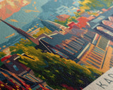 Karlsruhe Germany Panoramic Travel Poster, Framed Canvas Print or Metal Wall Art, Travel Art, Home Decor, Panoramic Painting, Midcentury Art