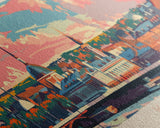 Kazan Russia Panoramic Travel Poster, Framed Canvas Print or Metal Wall Art, Travel Art, Home Decor, Panoramic Painting, Midcentury Art