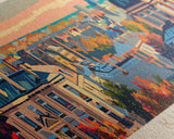 Kharkiv Ukraine Panoramic Travel Poster, Framed Canvas Print or Metal Wall Art, Travel Art, Home Decor, Panoramic Painting, Midcentury Art