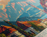 Klagenfurt Austria Panoramic Travel Poster, Framed Canvas Print or Metal Wall Art, Travel Art, Home Decor, Panoramic Painting, Midcentury Art