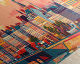 Le Havre France Panoramic Travel Poster, Framed Canvas Print or Metal Wall Art, Travel Art, Home Decor, Panoramic Painting, Midcentury Art