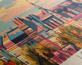 Leipzig Germany Panoramic Travel Poster, Framed Canvas Print or Metal Wall Art, Travel Art, Home Decor, Panoramic Painting, Midcentury Art