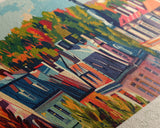 Sosnowiec Poland Panoramic Travel Poster, Framed Canvas Print or Metal Wall Art, Travel Art, Home Decor, Panoramic Painting, Midcentury Art