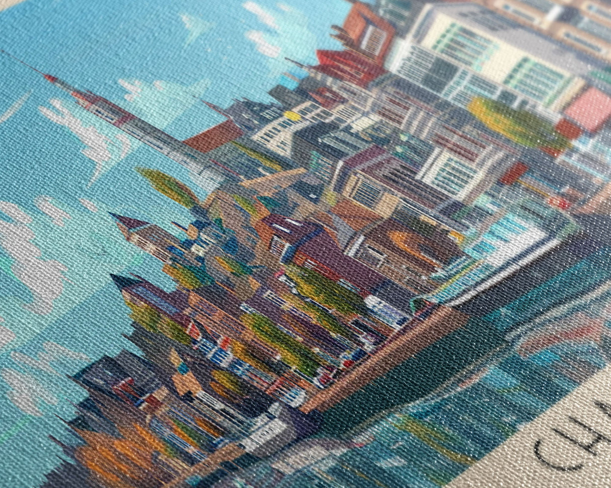 Charleroi Belgium Travel Print Wall Art, Panoramic City Art, Travel Art, Wall Decor, Vacation Gift, Framed Canvas Print Or Metal Art