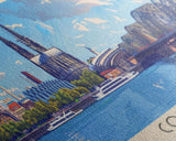 Cologne Germany Panoramic Travel Poster, Framed Canvas Print or Metal Wall Art, Travel Art, Home Decor, Panoramic Painting, Midcentury Art