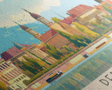 Debrecen Hungary Panoramic Travel Poster, Framed Canvas Print or Metal Wall Art, Travel Art, Home Decor, Panoramic Painting, Midcentury Art