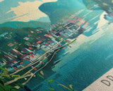 Drammen Norway Travel Print Wall Art, Panoramic City Art, Travel Art, Wall Decor, Vacation Gift, Framed Canvas Print Or Metal Art