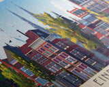 Eindhoven Netherlands Panoramic Travel Poster, Framed Canvas Print or Metal Wall Art, Travel Art, Home Decor, Panoramic Painting, Midcentury Art