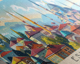 Eskisehir Turkey Panoramic Travel Poster, Framed Canvas Print or Metal Wall Art, Travel Art, Home Decor, Panoramic Painting, Midcentury Art