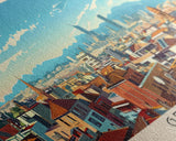 Getafe Spain Panoramic Travel Poster, Framed Canvas Print or Metal Wall Art, Travel Art, Home Decor, Panoramic Painting, Midcentury Art