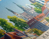 Karlsruhe Germany Panoramic Travel Poster, Framed Canvas Print or Metal Wall Art, Travel Art, Home Decor, Panoramic Painting, Midcentury Art