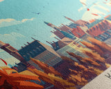 Kiel Germany Panoramic Travel Poster, Framed Canvas Print or Metal Wall Art, Travel Art, Home Decor, Panoramic Painting, Midcentury Art