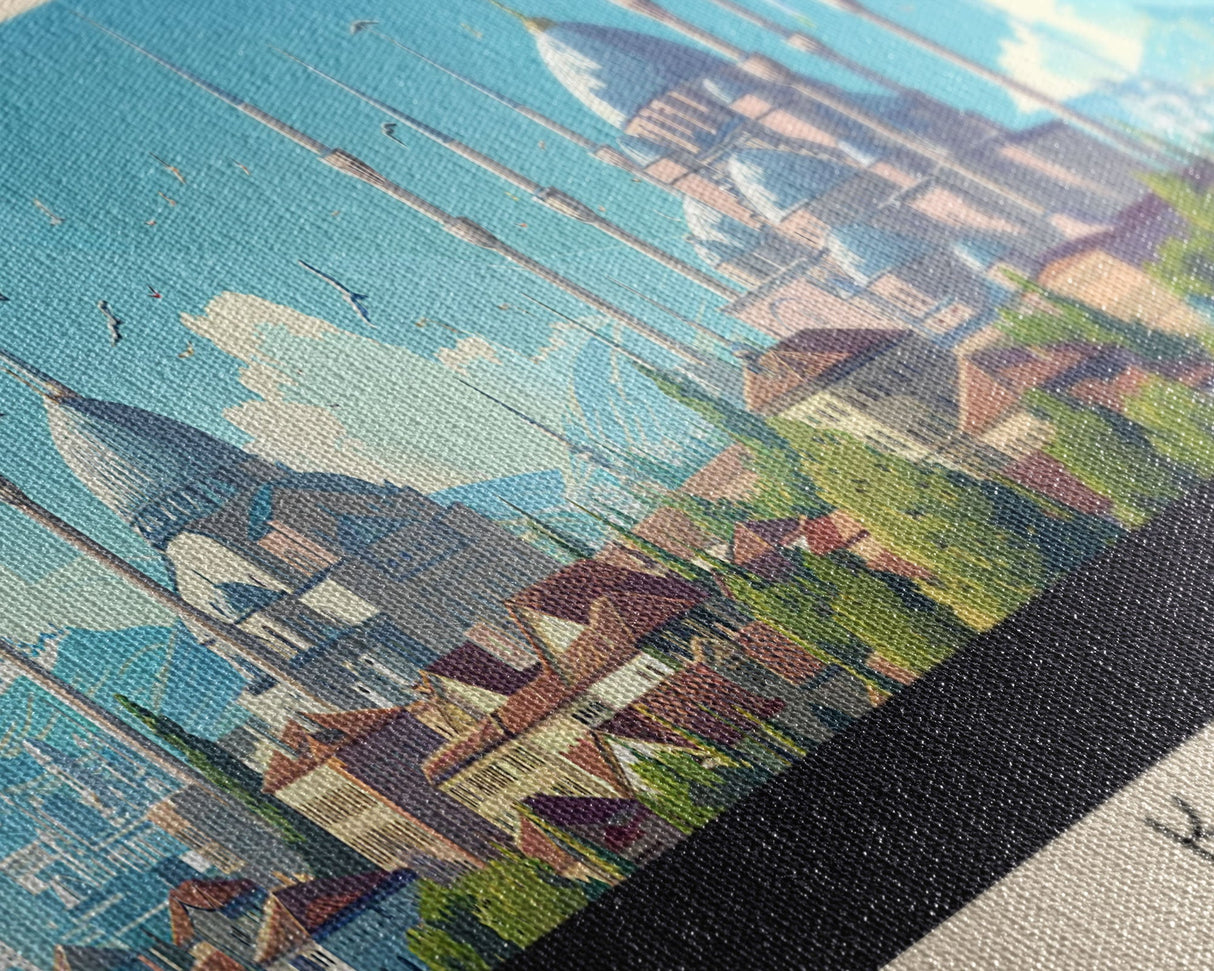 Konya Turkey Panoramic Travel Poster, Framed Canvas Print or Metal Wall Art, Travel Art, Home Decor, Panoramic Painting, Midcentury Art