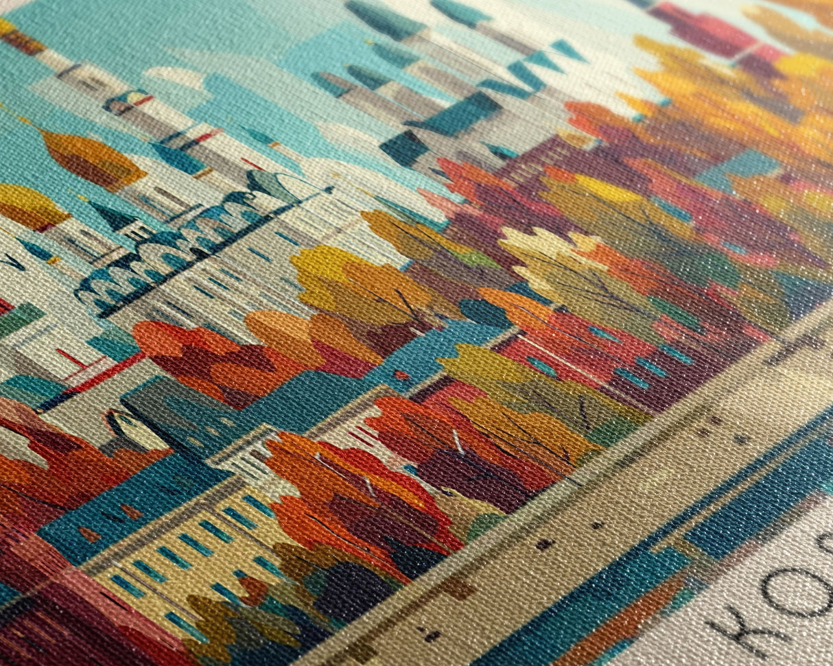 Kostroma Russia Panoramic Travel Poster, Framed Canvas Print or Metal Wall Art, Travel Art, Home Decor, Panoramic Painting, Midcentury Art