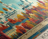 Kostroma Russia Panoramic Travel Poster, Framed Canvas Print or Metal Wall Art, Travel Art, Home Decor, Panoramic Painting, Midcentury Art