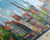 Krefeld Germany Panoramic Travel Poster, Framed Canvas Print or Metal Wall Art, Travel Art, Home Decor, Panoramic Painting, Midcentury Art