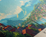 Kutaisi Georgia Panoramic Travel Poster, Framed Canvas Print or Metal Wall Art, Travel Art, Home Decor, Panoramic Painting, Midcentury Art