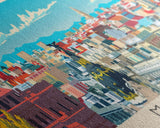 Madrid Spain Panoramic Travel Poster, Framed Canvas Print or Metal Wall Art, Travel Art, Home Decor, Panoramic Painting, Midcentury Art
