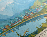 Novokuznetsk Russia Panoramic Travel Poster, Framed Canvas Print or Metal Wall Art, Travel Art, Home Decor, Panoramic Painting, Midcentury Art