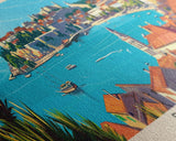 Pula Croatia Panoramic Travel Poster, Framed Canvas Print or Metal Wall Art, Travel Art, Home Decor, Panoramic Painting, Midcentury Art