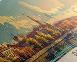 Ryazan Russia Panoramic Travel Poster, Framed Canvas Print or Metal Wall Art, Travel Art, Home Decor, Panoramic Painting, Midcentury Art
