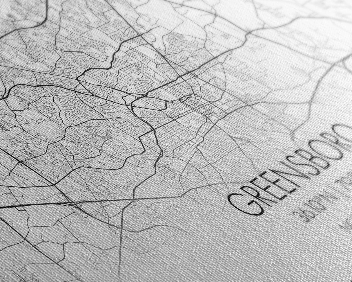 Greensboro City Map, North Carolina Map, Map Art, Minimalist Art, Wall Art, Canvas Art, Cabin Wall Art, Living Room Wall Art, New Home Gift