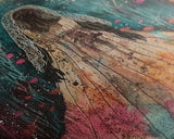 Halloween Veiled Ghost in Cemetery, Framed Canvas Print, Wall Art, Living Room Decor, Spooky, Ghost Art, Original Painting, Home Decor