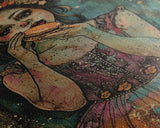 Halloween Girl Eating Macaron, Framed Canvas Print, Wall Art, Living Room Decor, Spooky, Girl Art, Original Painting, Home Decor