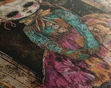 Halloween Pirate Skeleton with Pizza, Framed Canvas Print, Wall Art, Spooky Decor, Pirate Theme, Halloween Decoration, Living Room Art