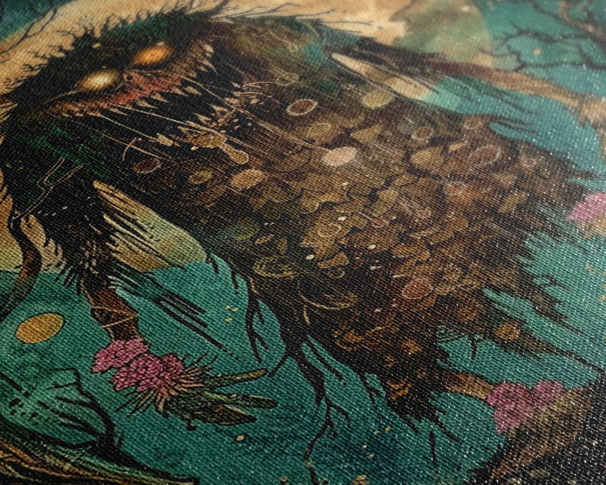 Halloween Creepy Sea Monster Framed Canvas Print, Wall Art, Living Room Decor, Halloween Decoration, Scary Creature Art, Haunted House Decor