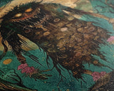 Halloween Creepy Sea Monster Framed Canvas Print, Wall Art, Living Room Decor, Halloween Decoration, Scary Creature Art, Haunted House Decor