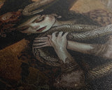 Mysterious Witch Holding Snake, Framed Canvas Print, Gothic Witch Art, Dark Fantasy Decor, Witch and Serpent, Halloween Accessories