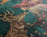 Gothic Witch with Turtle in Dark Forest - Enigmatic Halloween Artwork Framed Canvas Print, Spooky Home Wall Decor