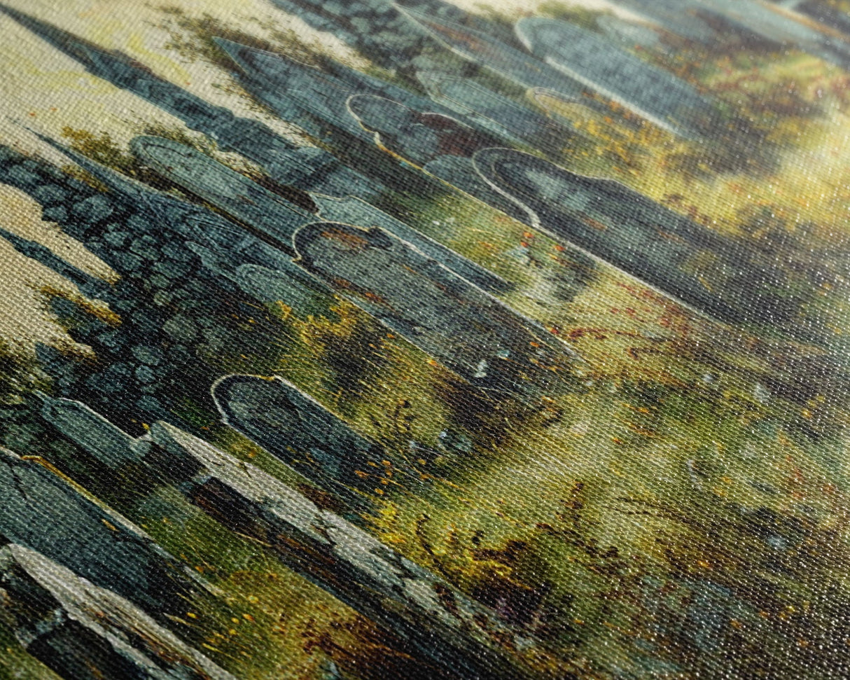 Haunted Cemetery Halloween Prop Framed Canvas Print | Spooky Season | Spooky Wall Art | Halloween Decor | Creepy Art Prints