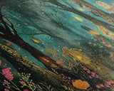 Haunted Cemetery In The Forest Framed Canvas Print, Halloween Decor, Halloween Prop Wall Art