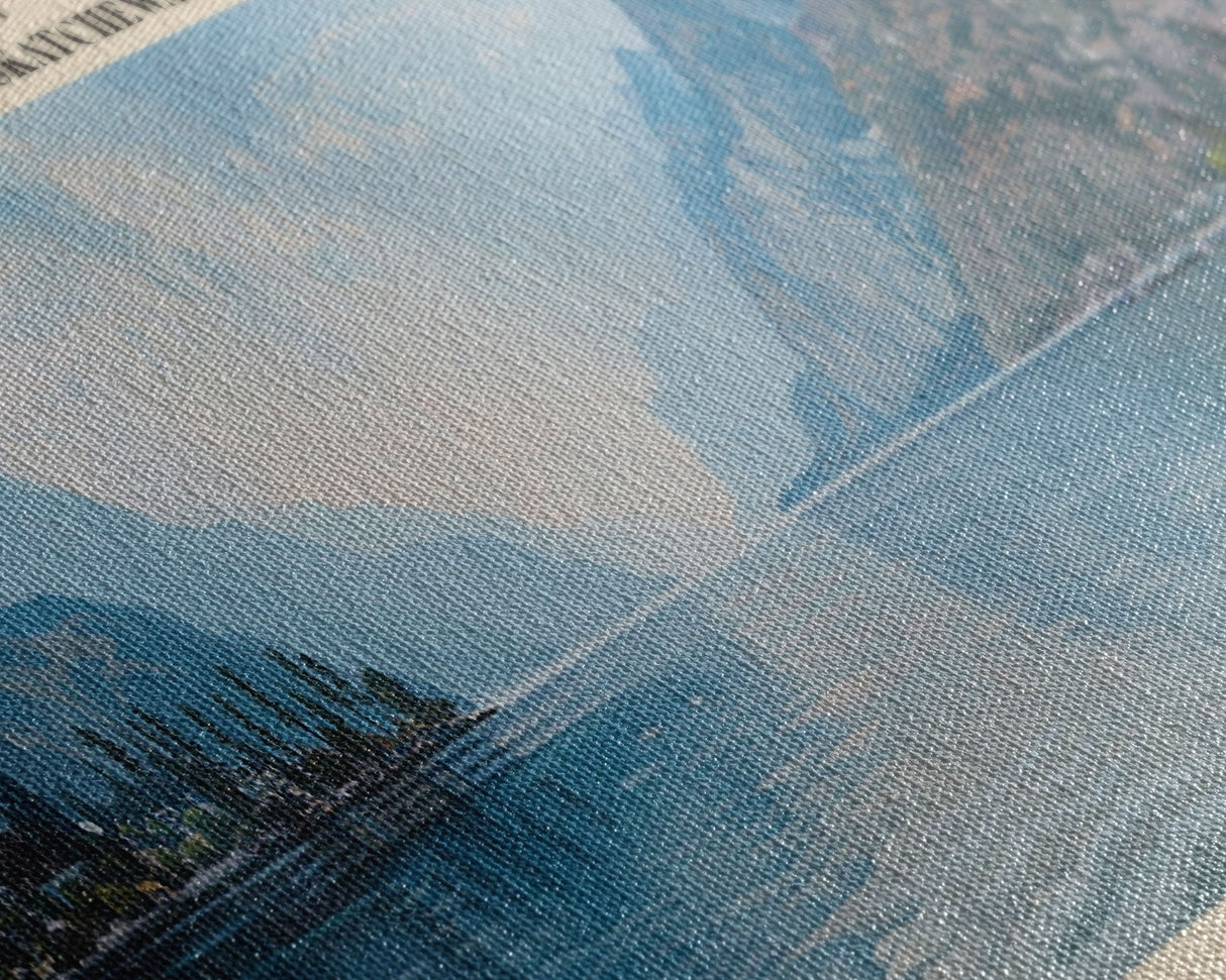 Basin Lake Panoramic Framed Canvas Print, Lake House Decor, Scenic Painting, Travel Poster, Rustic Art, Nature Wall Art