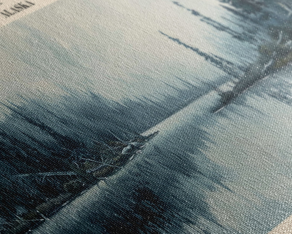 Black Lake USA SW Alaska Framed Canvas Print, Lake House Art, Panoramic Scenic View, Travel Poster, Rustic Art, Lake Painting