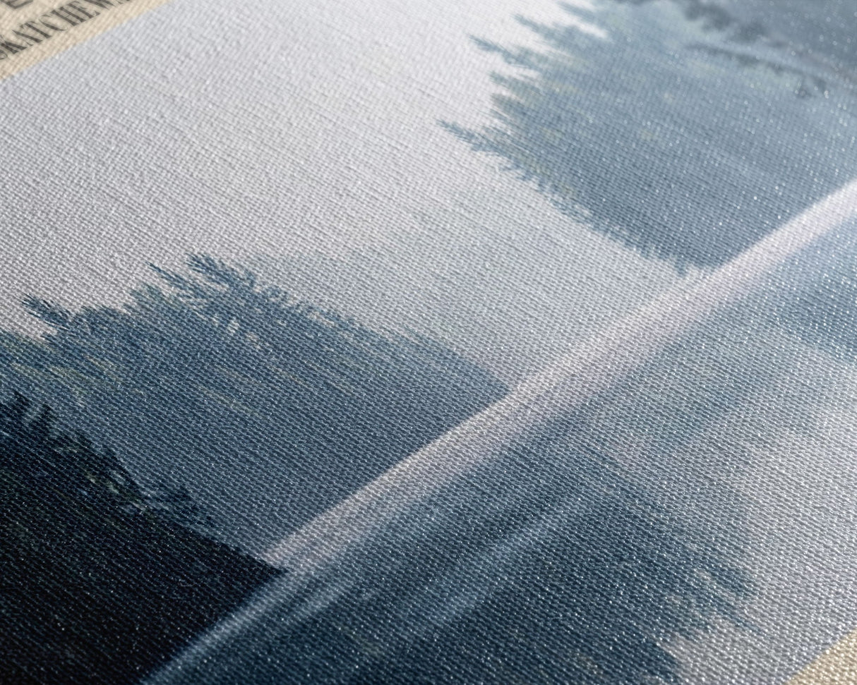 Candle Lake Framed Canvas Print, Panoramic Lake House Decor, Wall Art, Travel Poster, Rustic Lake Painting, Home Decor